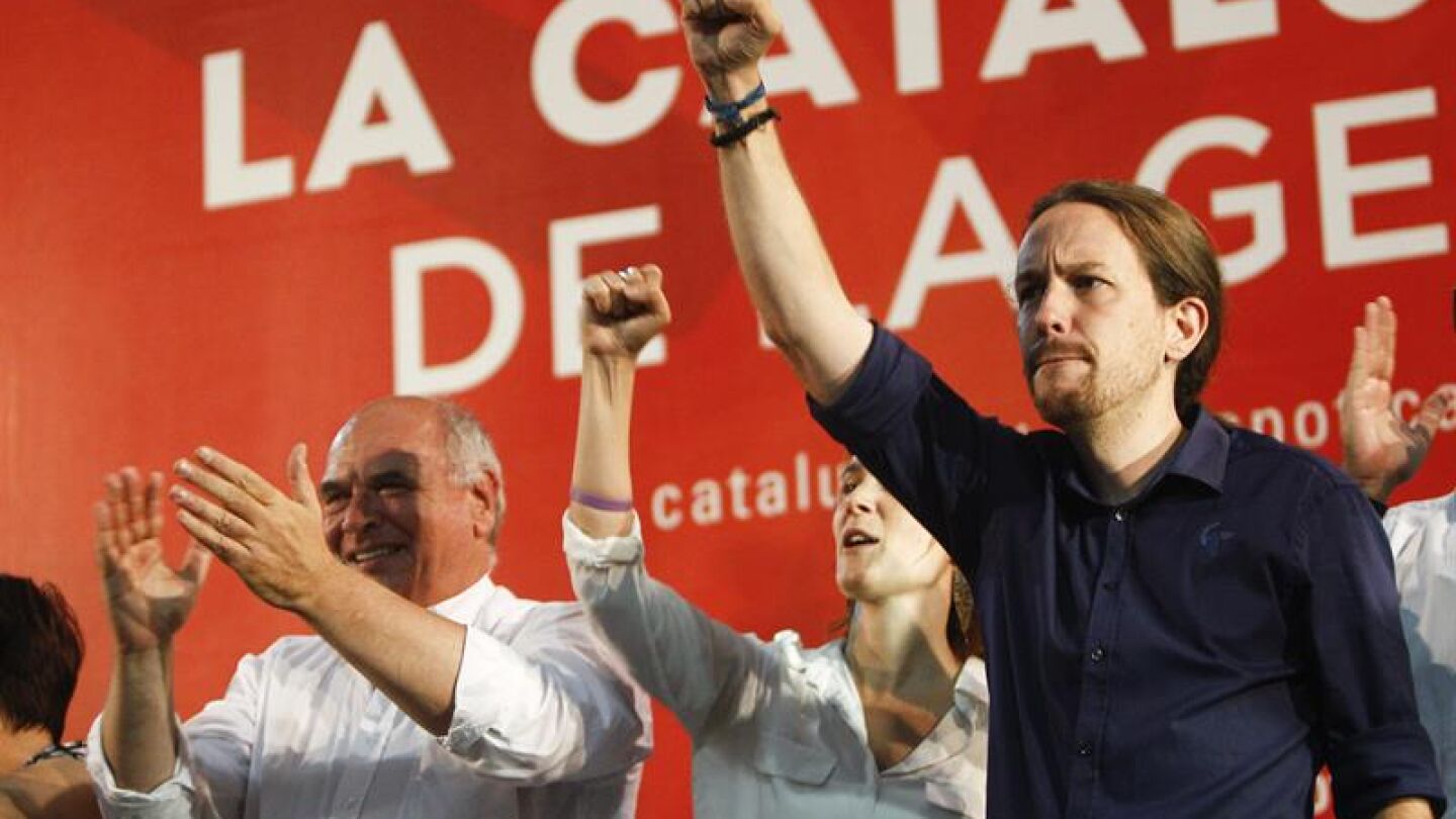 Lluis Rabell y el secretario general de Podemos Pablo Iglesias