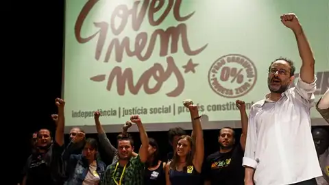 Antonio Baños, número uno de la CUP, durante la valoración de los resultados electorales Antonio Baños, número uno de la CUP, durante la valoración de los resultados electorales