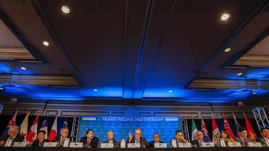 Representantes de doce países del Pacífico, incluyendo EEUU Representantes de doce países del Pacífico, incluyendo EEUU