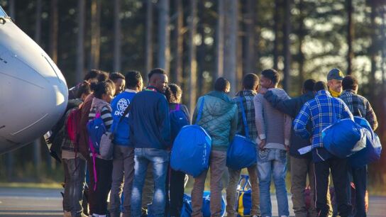 Un grupo de refugiados en Suecia