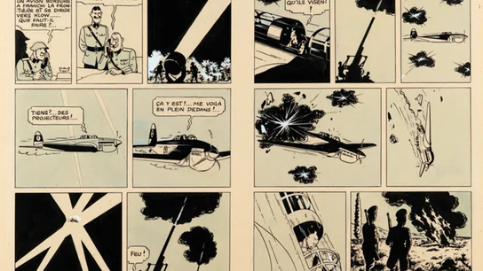 Plancha del cómic de Tintin subastada Plancha del cómic de Tintin subastada