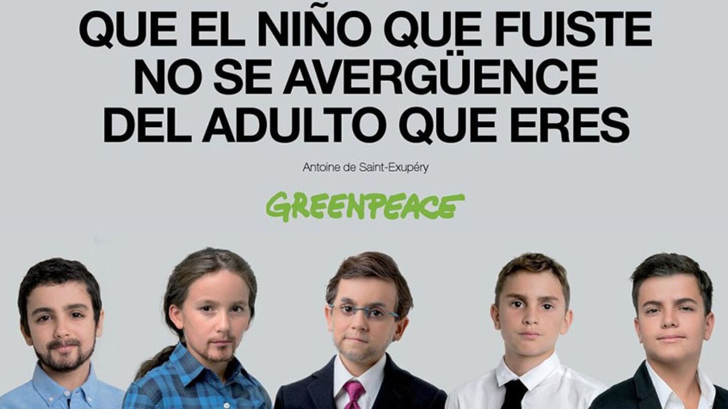Campa&ntilde;a de greenpeace con 'ni&ntilde;os pol&iacute;ticos'