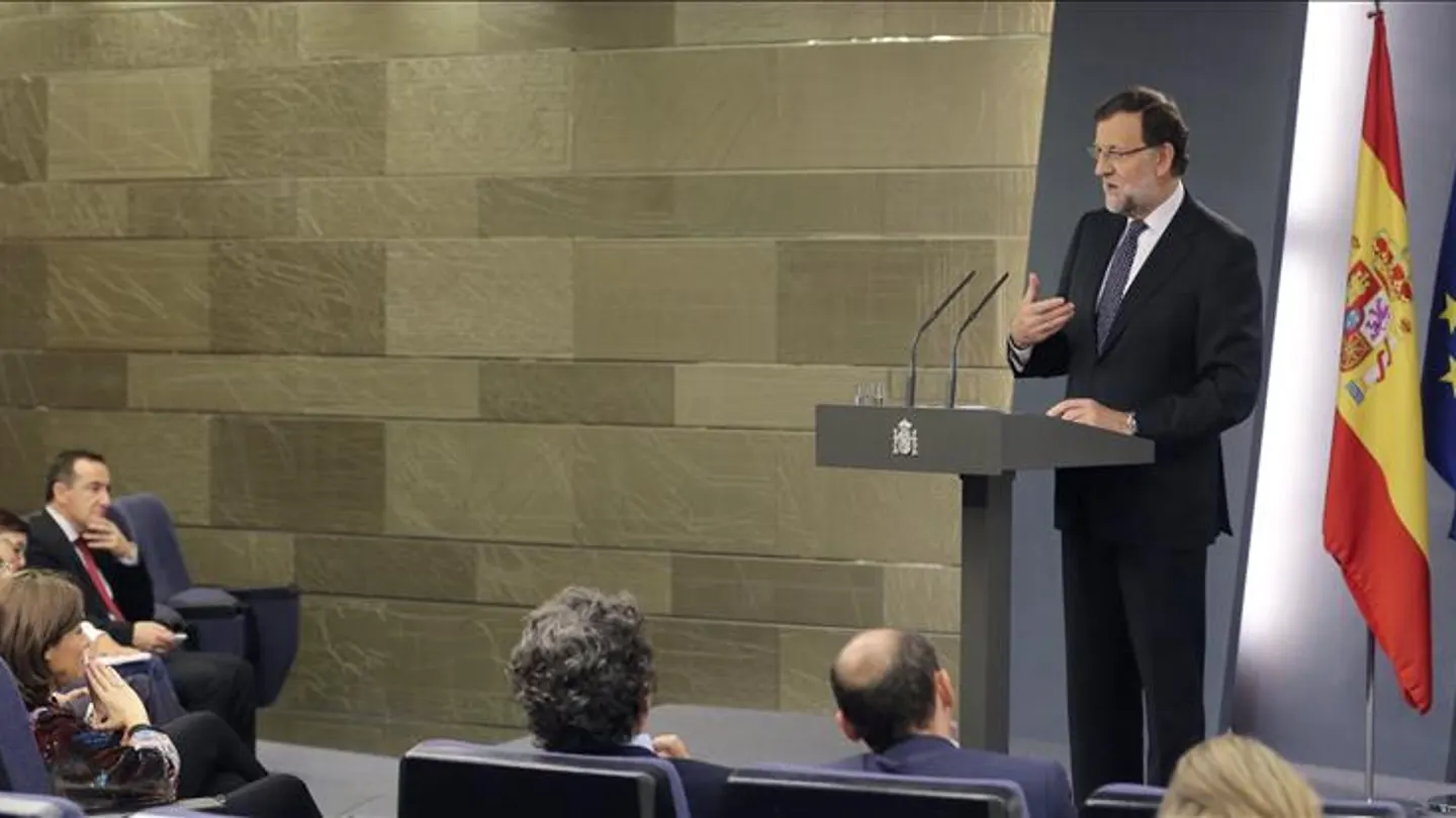 El presidente del Gobierno, Mariano Rajoy, durante su comparecencia institucional El presidente del Gobierno, Mariano Rajoy, durante su comparecencia institucional