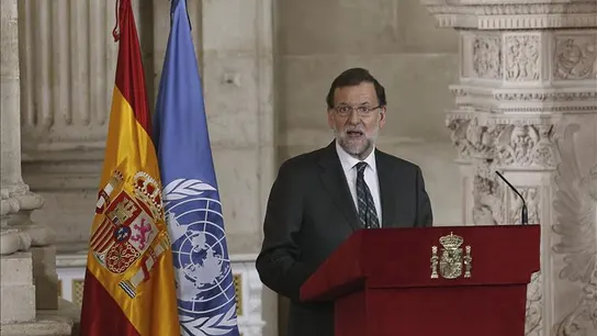 Mariano Rajoy, durante su intervención en el aniversario del ingreso de España en la ONU Mariano Rajoy, durante su intervención en el aniversario del ingreso de España en la ONU