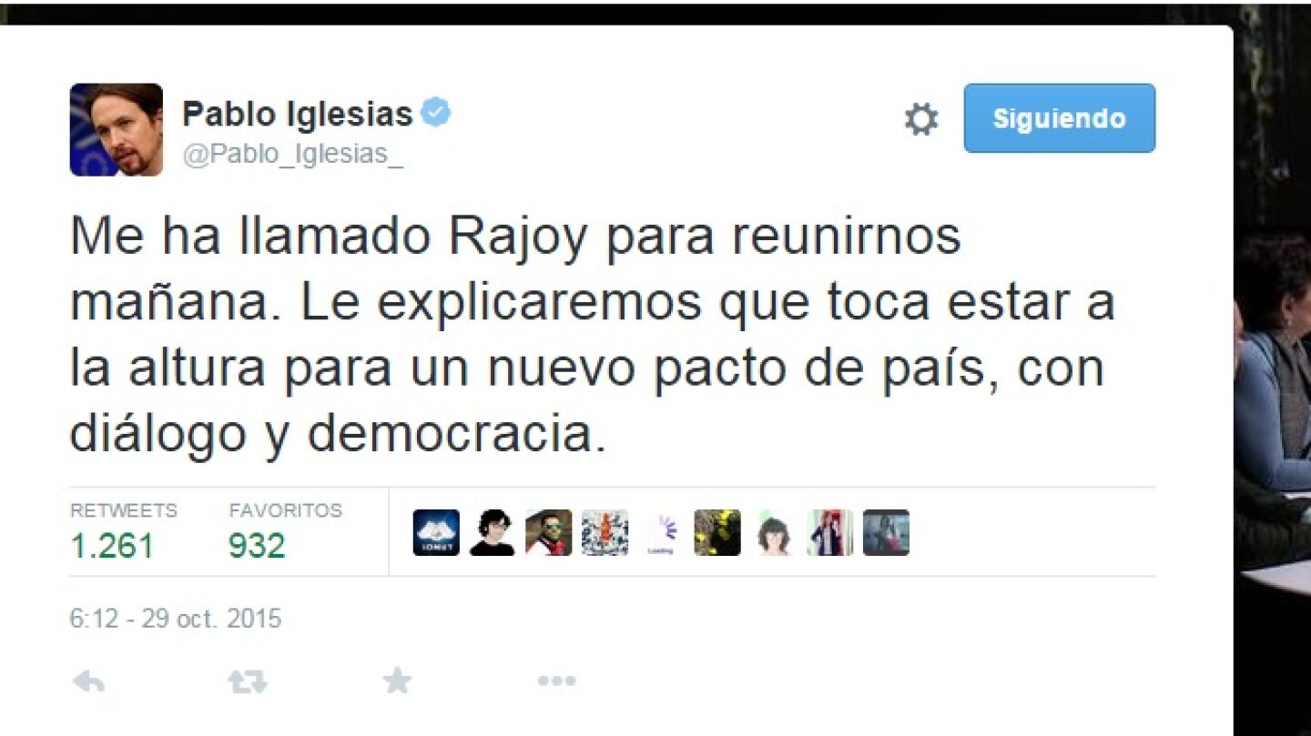 Tweet de Pablo Iglesias