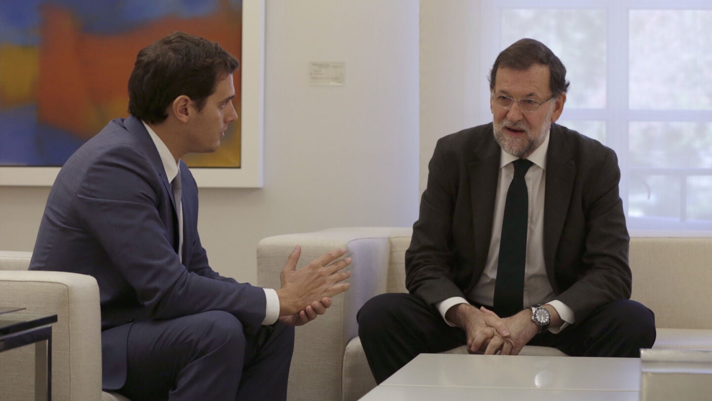 El presidente del Gobierno, Mariano Rajoy y el l&iacute;der de Ciudadanos, Albert Rivera