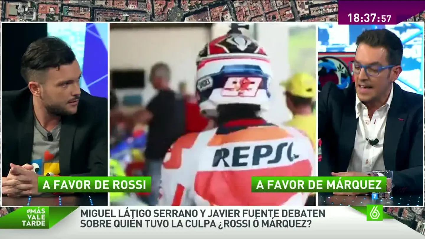 Marquistas y rosistas debaten sobre la patada de Rossi a Márquez Marquistas y rosistas debaten sobre la patada de Rossi a Márquez