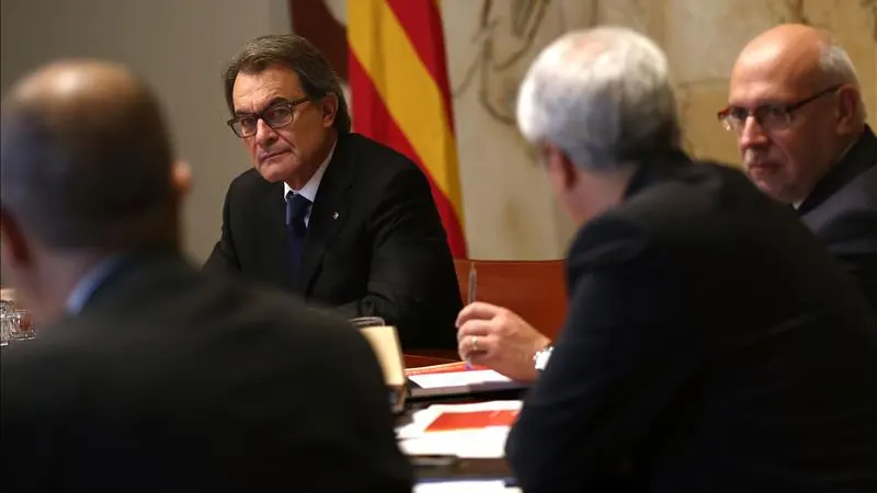 El presidente de la Generalitat en funciones, Artur Mas, durante la reunión semanal del Govern