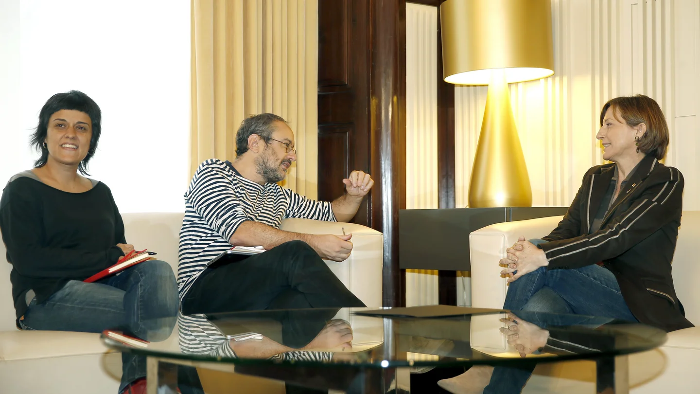 Antonio Baños y Carme Forcadell, reunidos Antonio Baños y Carme Forcadell, reunidos