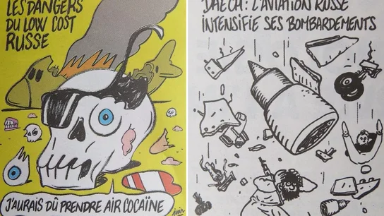 Caricaturas sobre el avión ruso publicadas por Charlie Hebdo Caricaturas sobre el avión ruso publicadas por Charlie Hebdo