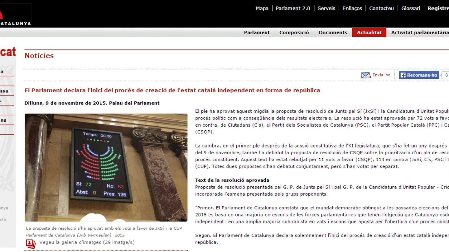 Web del Parlament de Cataluña Web del Parlament de Cataluña