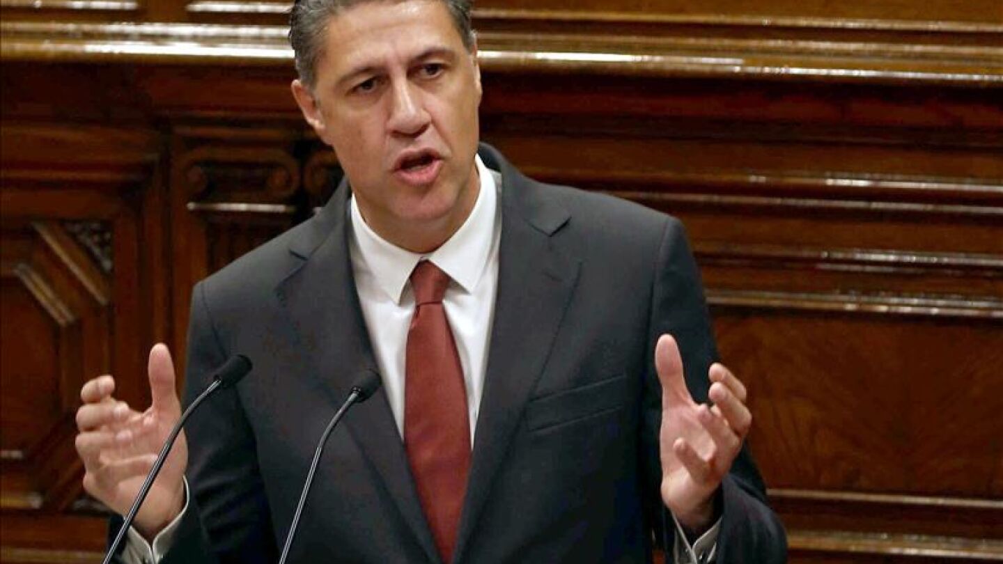 El diputado del PPC, Xavier Garc&iacute;a Albiol, durante su intervenci&oacute;n ante el pleno del Parlament