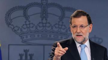 Mariano Rajoy en la sala de prensa de la Moncloa
