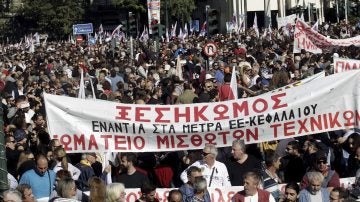 Manifestación en Atenas, Grecia