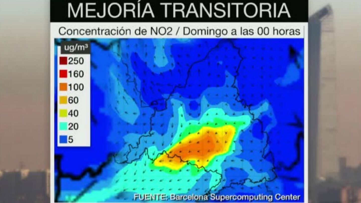 Mapa de previsi&oacute;n de la contaminaci&oacute;n en Madrid