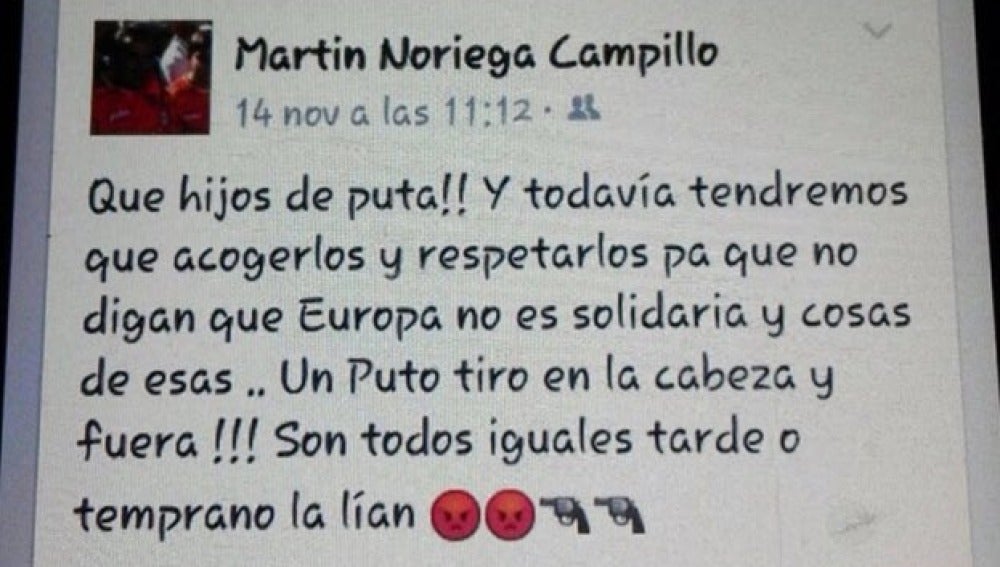 El polémico mensaje de Martín Noriega en Facebook