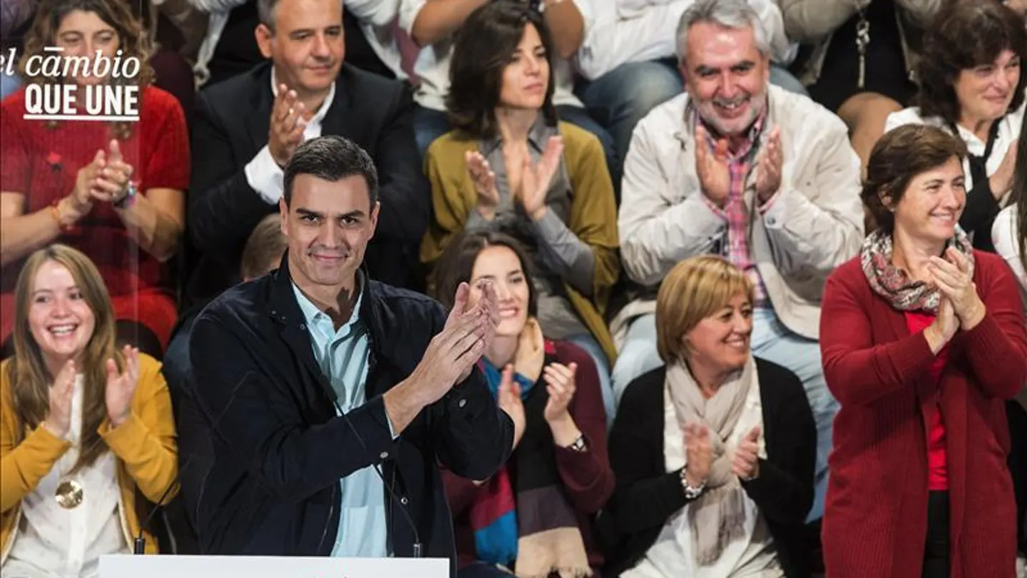 Pedro Sánchez en un acto en la sede del PSOE Pedro Sánchez en un acto en la sede del PSOE