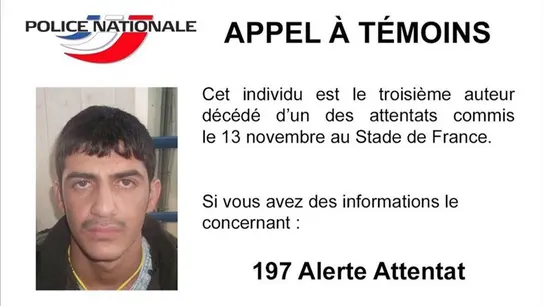 La Policía francesa difunde la foto del tercer suicida del de Saint-Denis La Policía francesa difunde la foto del tercer suicida del de Saint-Denis