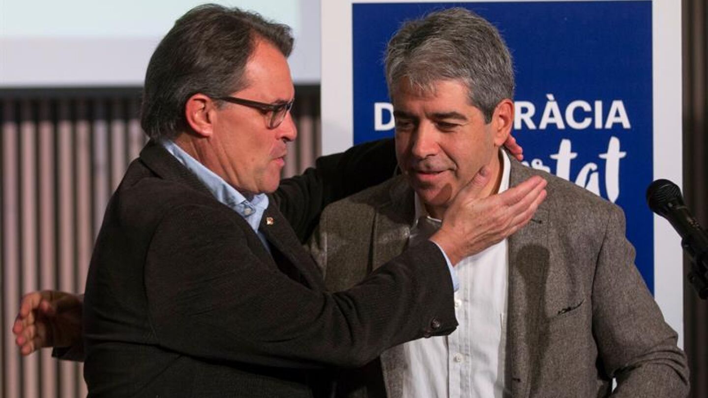 Artur Mas y Francesc Homs durante la presentaci&oacute;n de Democr&agrave;cia i Llibertat