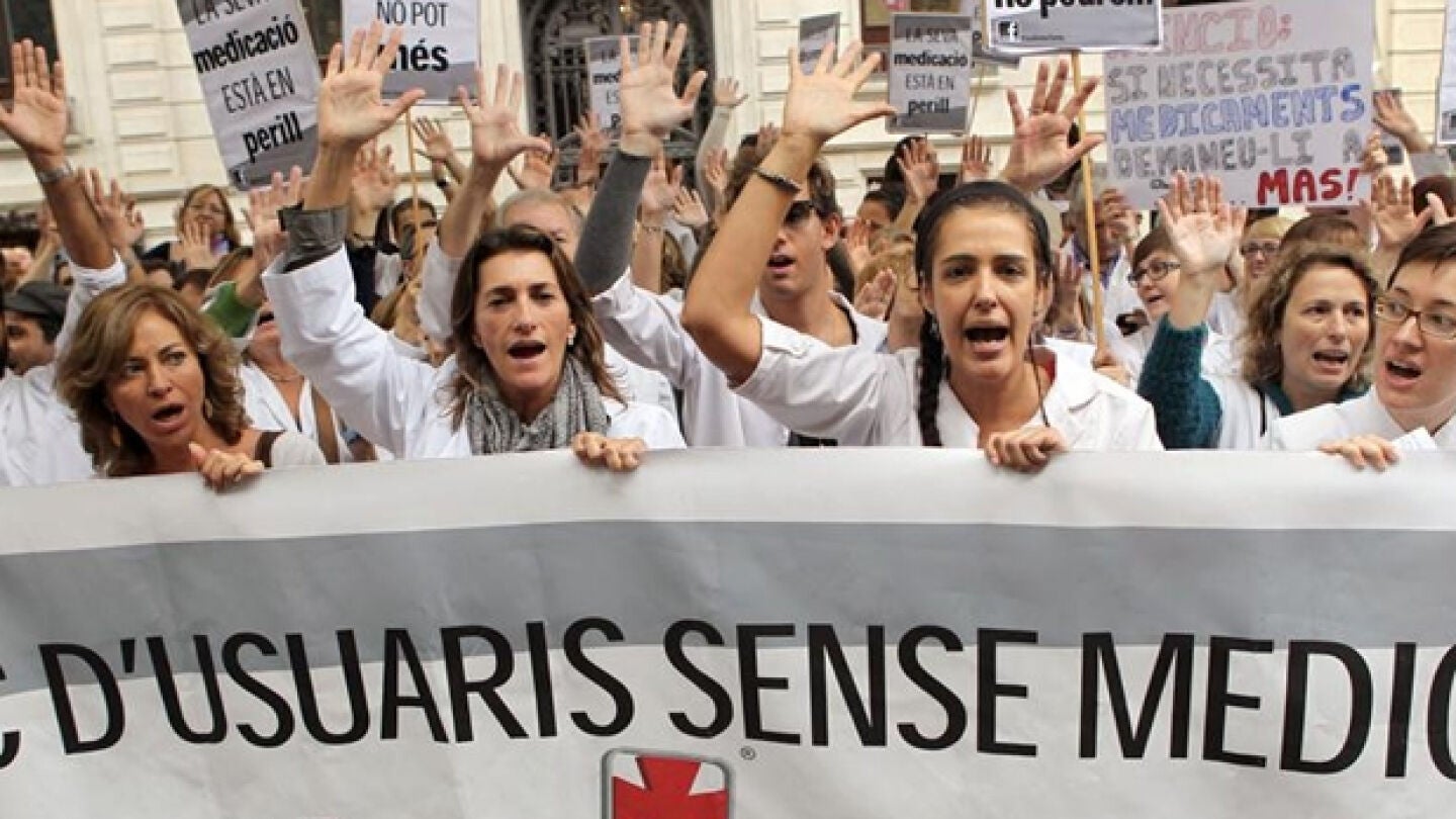 Manifestaci&oacute;n de farmac&eacute;uticos en Catalu&ntilde;a