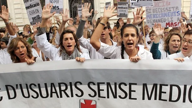 Manifestación de farmacéuticos en Cataluña