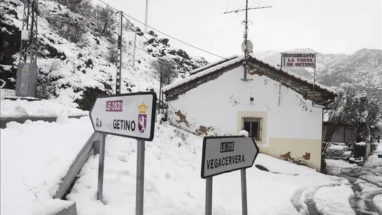 Vista de la localidad de Getino afectada por el temporal de nieve Vista de la localidad de Getino afectada por el temporal de nieve
