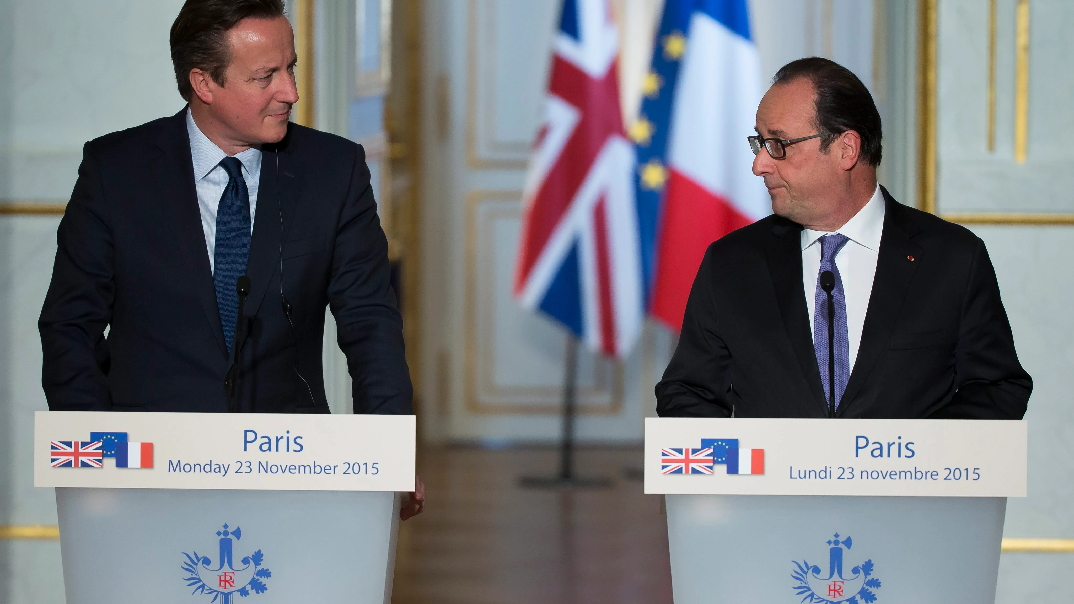 David Cameron y François Hollande