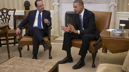 Obama y Hollande, durante una reunión oficial Obama y Hollande, durante una reunión oficial