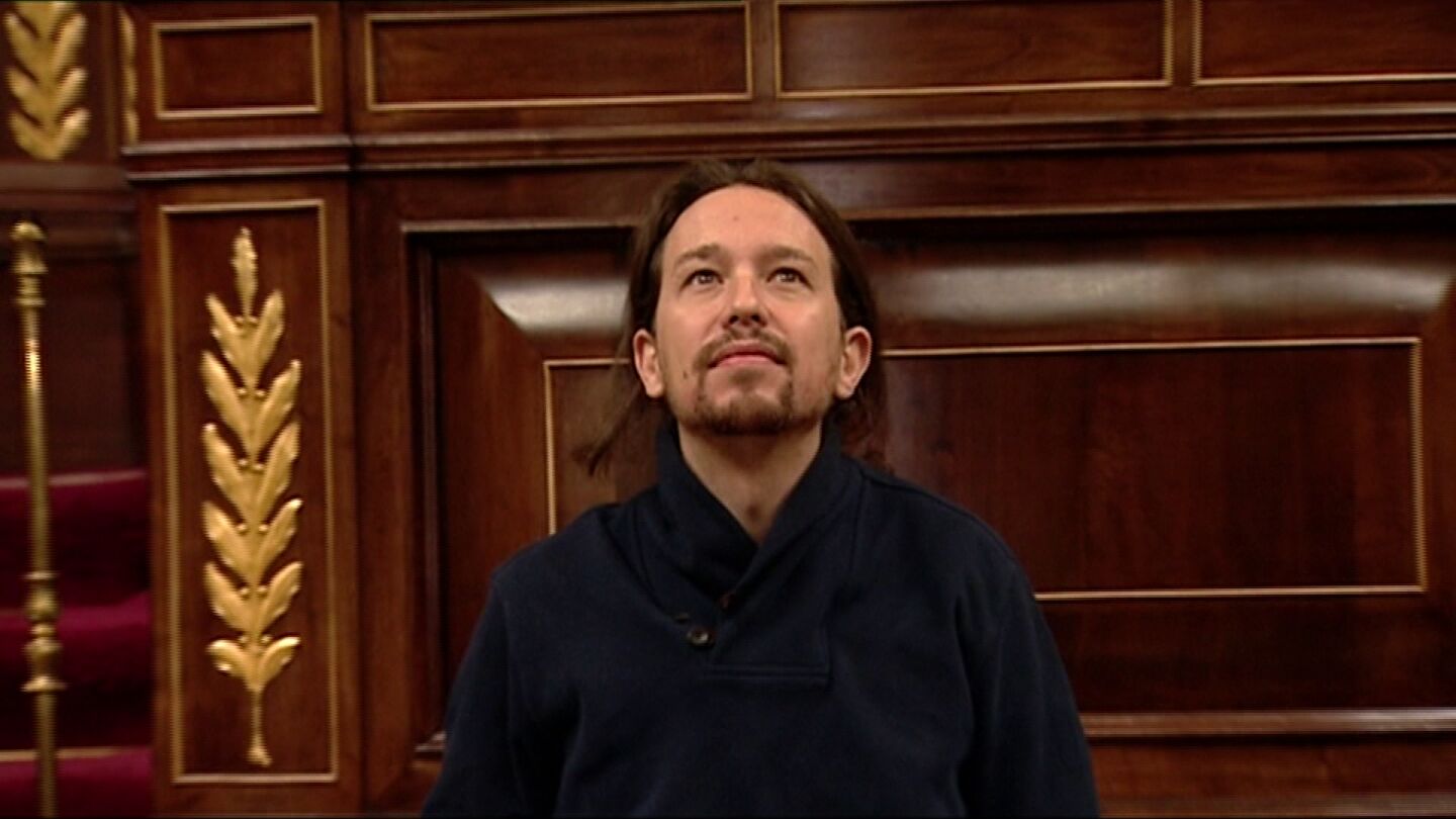 Pablo Iglesias, en su primera visita al Congreso