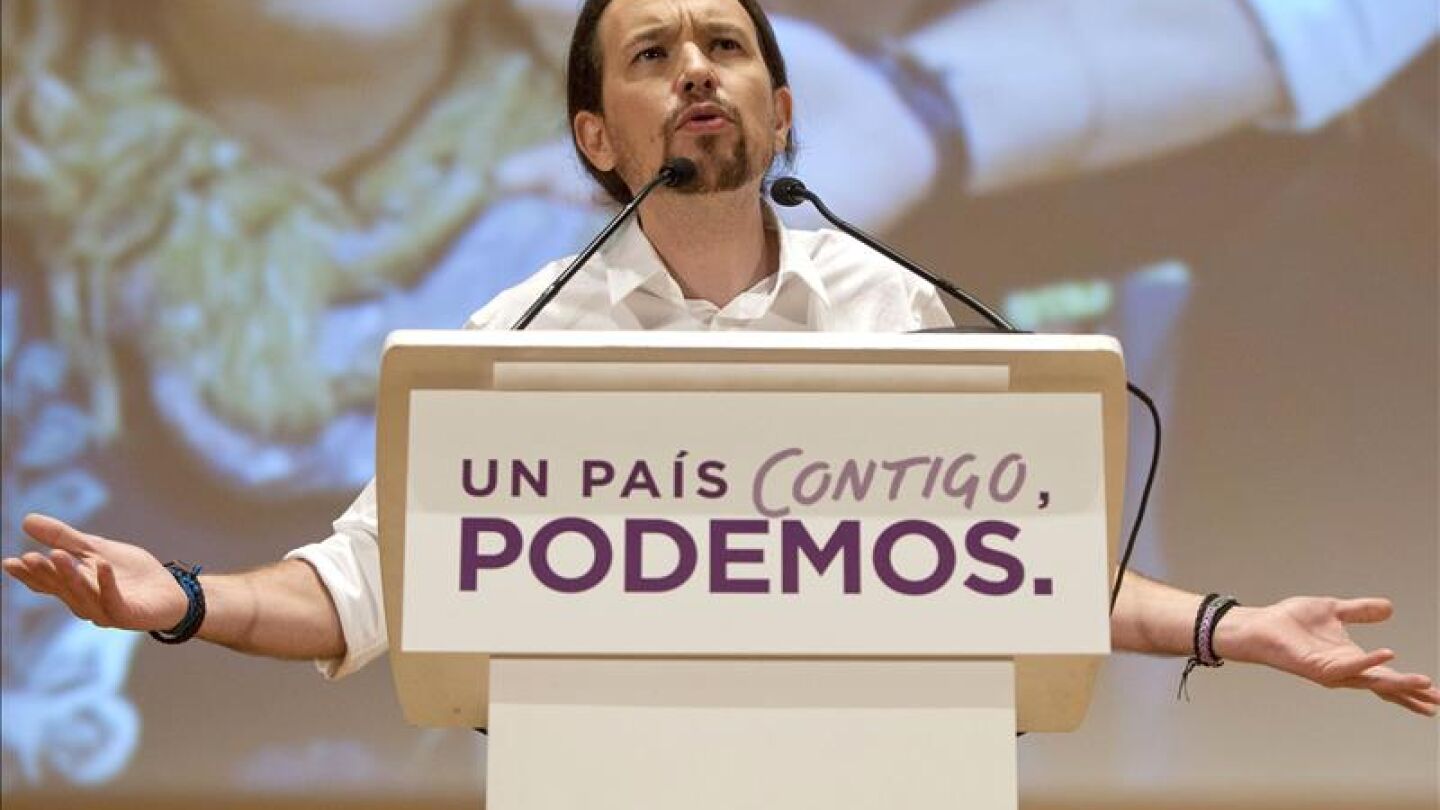 Pablo Iglesias en un acto de campa&ntilde;a en M&aacute;laga