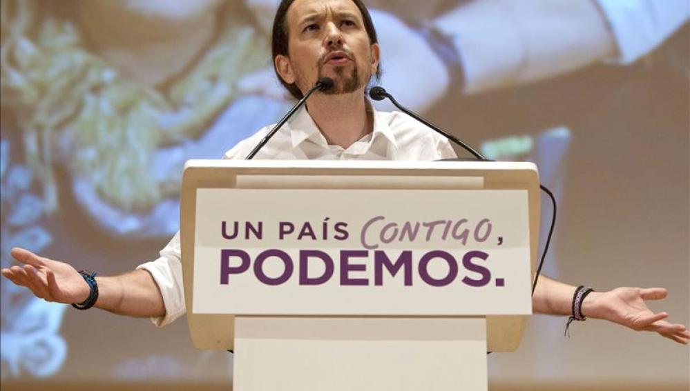 Pablo Iglesias en un acto de campaña en Málaga
