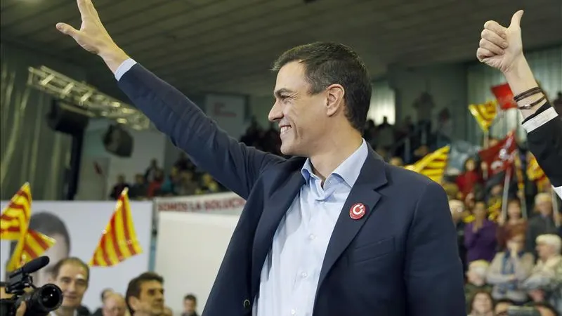 Pedro Sánchez en un acto de campaña electoral