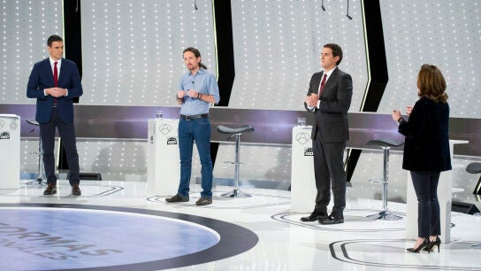 S&aacute;nchez, Iglesias, Rivera y Santamar&iacute;a, en el debate 7D