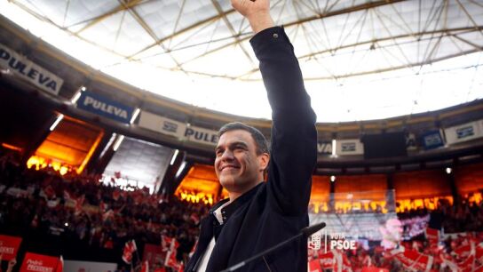 Pedro S&aacute;nchez en un mitin del PSOE