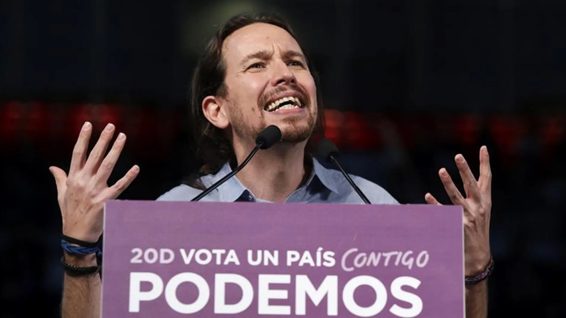 Pablo Iglesias en un acto de campaña electoral en Madrid