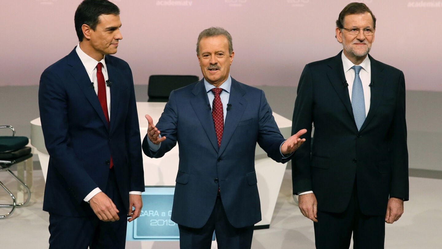Pedro S&aacute;nchez, Campo Vidal y Mariano Rajoy