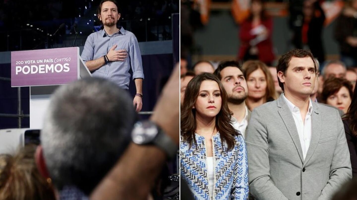 Pablo Iglesias, Podemos , y Albert Rivera, Ciudadanos