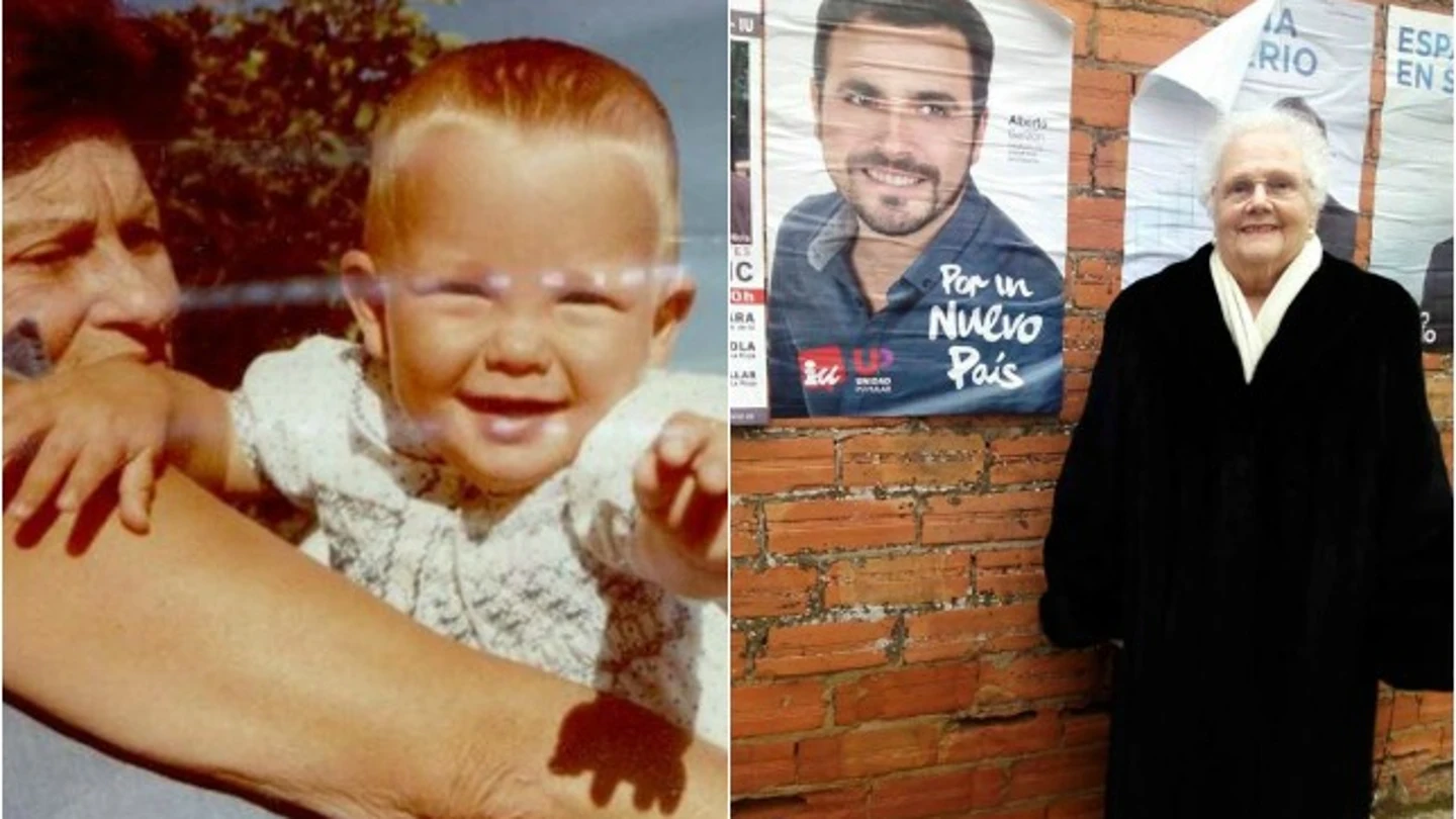 Pablo Iglesias con su abuela y la abuela de Alberto Garzón Pablo Iglesias con su abuela y la abuela de Alberto Garzón
