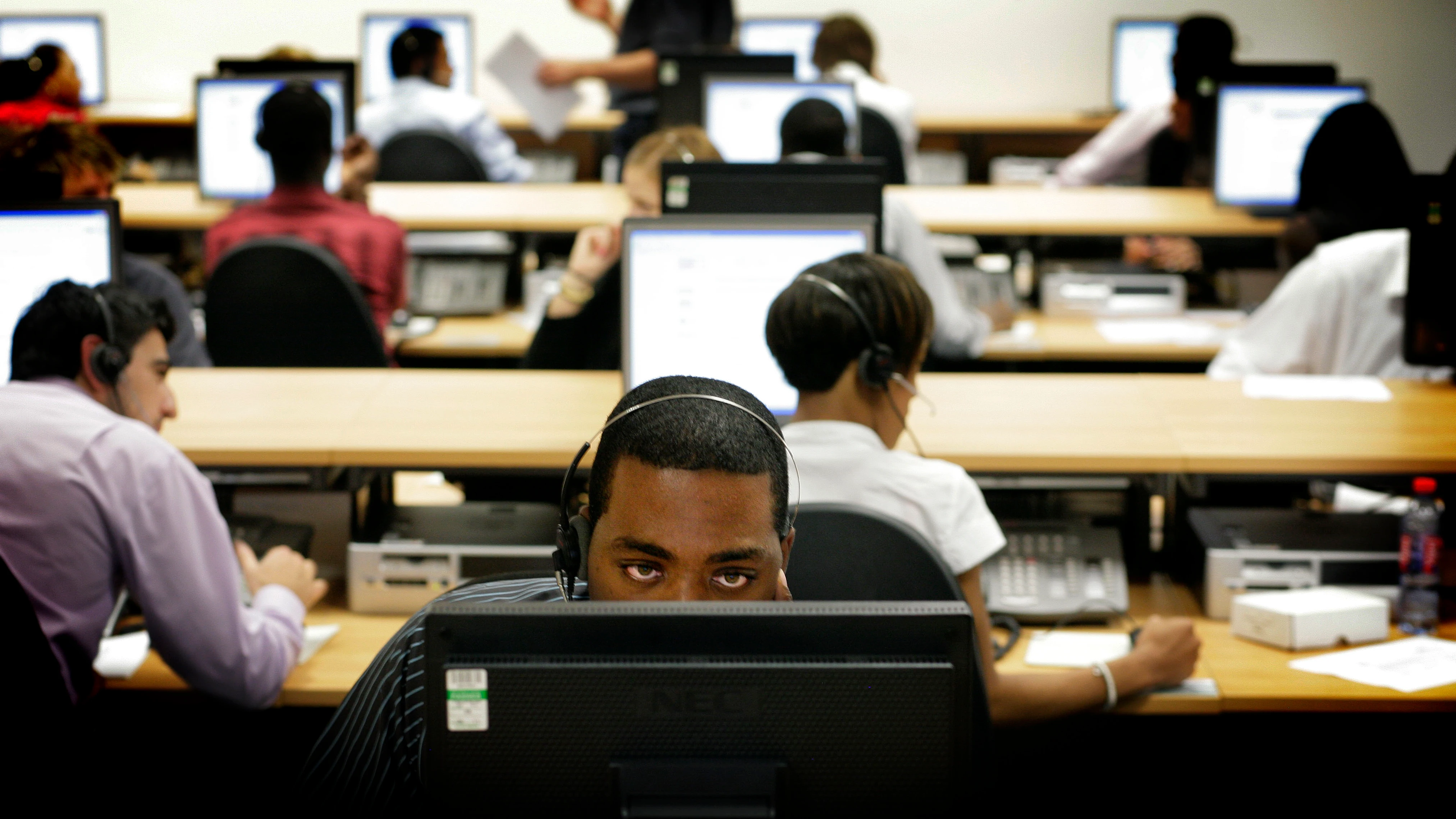 Trabajadores de un call center