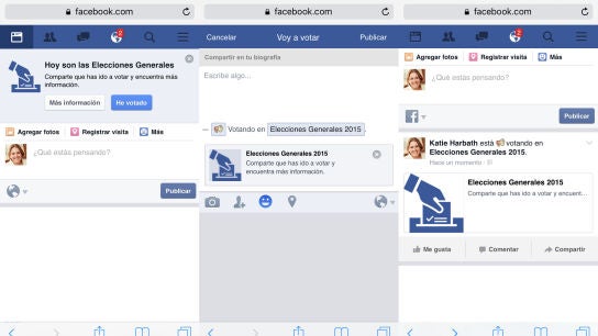 Bot&oacute;n 'he votado' de Facebook para las elecciones generales