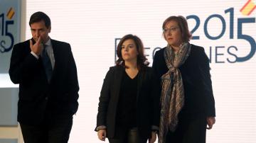 Luis Aguilera, Soraya Sáenz de Santamaría y Carmen Martínez Castro en el Centro de Datos