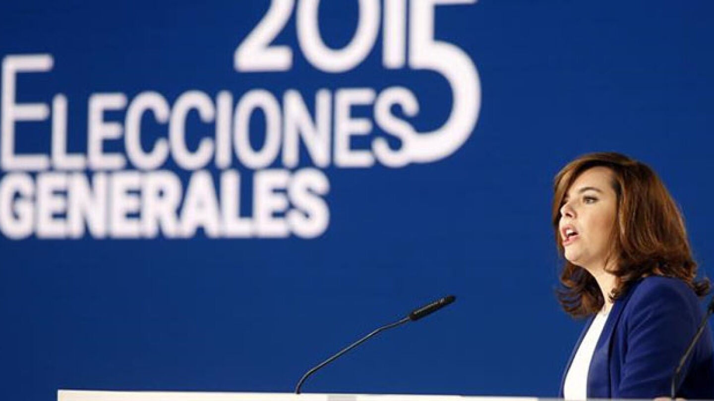 Soraya S&aacute;enz de Santamar&iacute;a informa de los resultados electorales