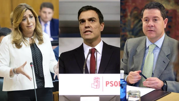 Susana Díaz, Pedro Sánchez y García-Page