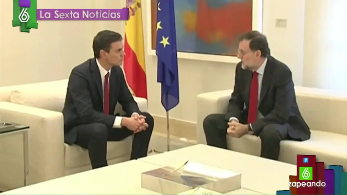 Miki Nadal dobla a Mariano Rajoy en su reunión con Pedro Sánchez: "La corbata es del mercadillo" Miki Nadal dobla a Mariano Rajoy en su reunión con Pedro Sánchez: "La corbata es del mercadillo"