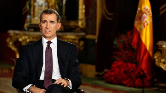 El rey Felipe VI, durante el discurso de Navidad El rey Felipe VI, durante el discurso de Navidad
