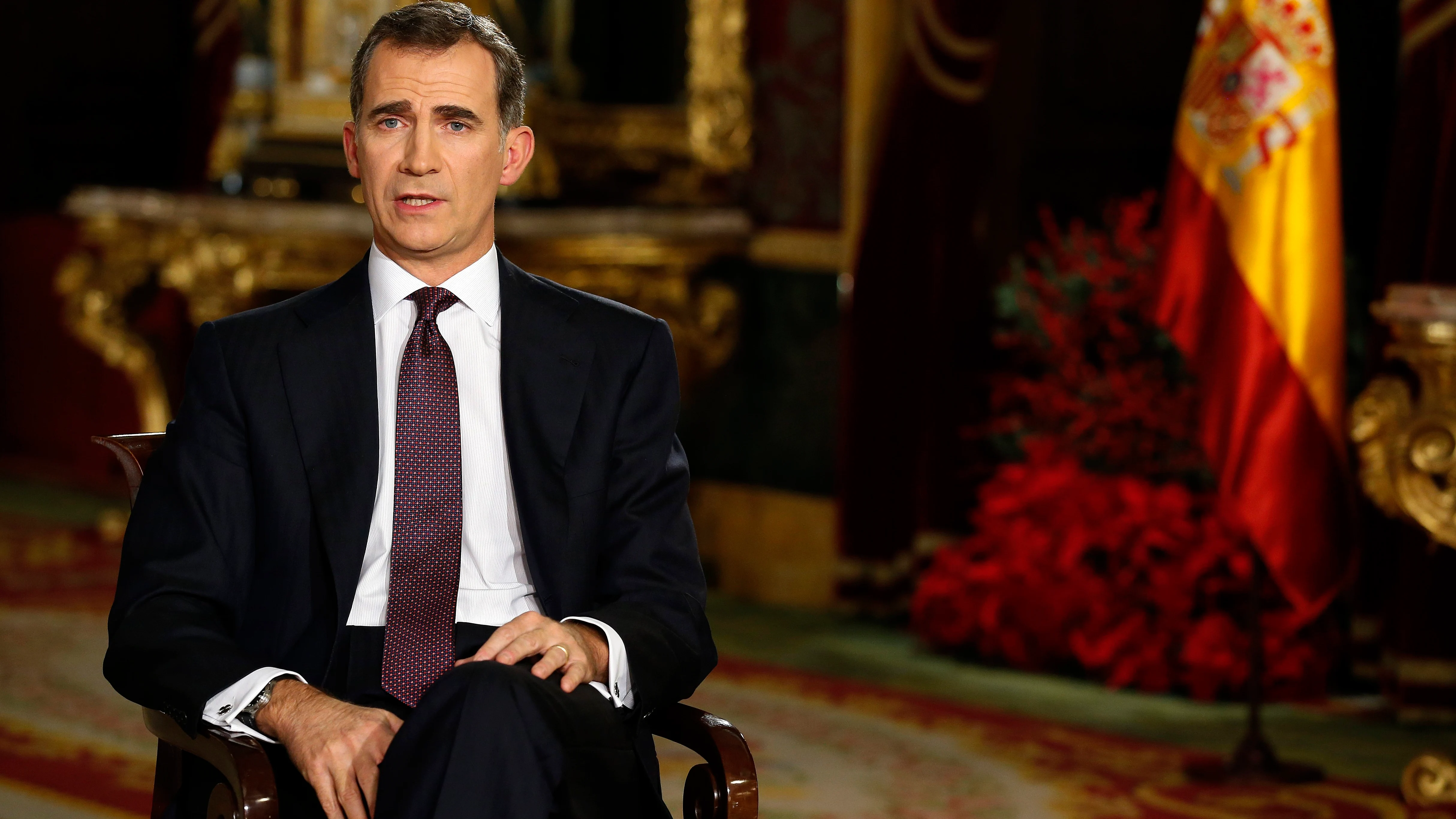 El rey Felipe VI, durante el discurso de Navidad 