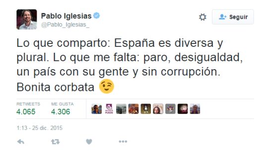 Pablo Iglesias comenta por Twitter el discurso de Navidad del rey Felipe