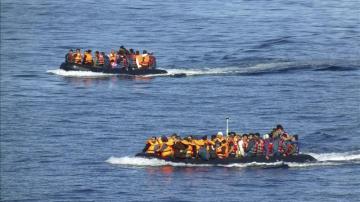 Llegada de refugiados a las costas griegas