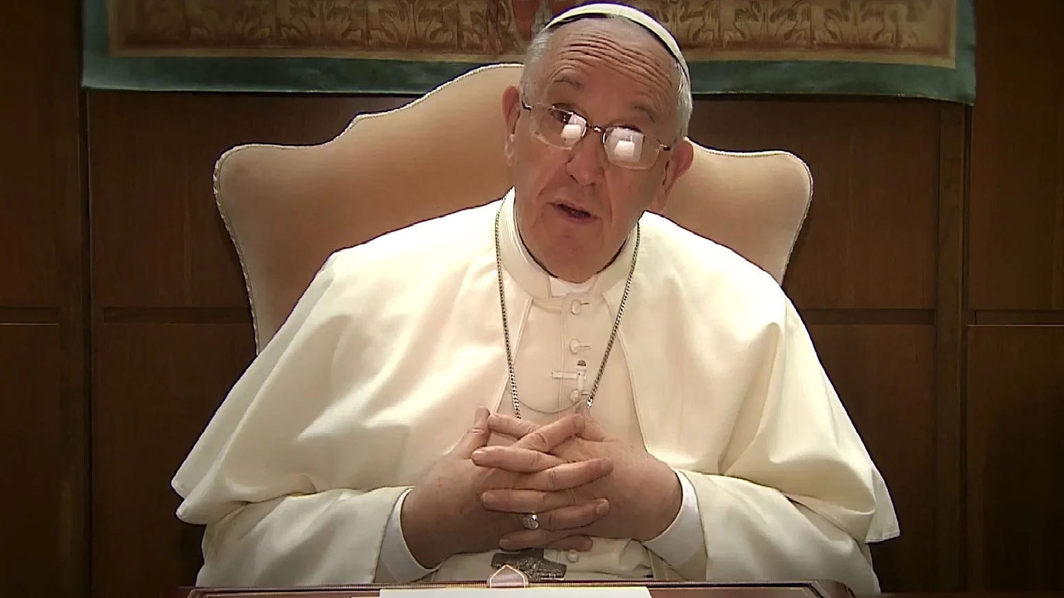 El papa Francisco durante el inédito videomensaje