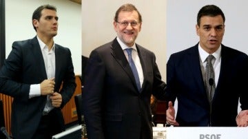 Rivera, Rajoy y Sánchez